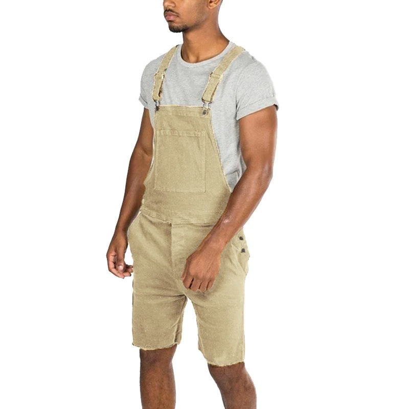 Men's Vintage Denim Shorts Overalls