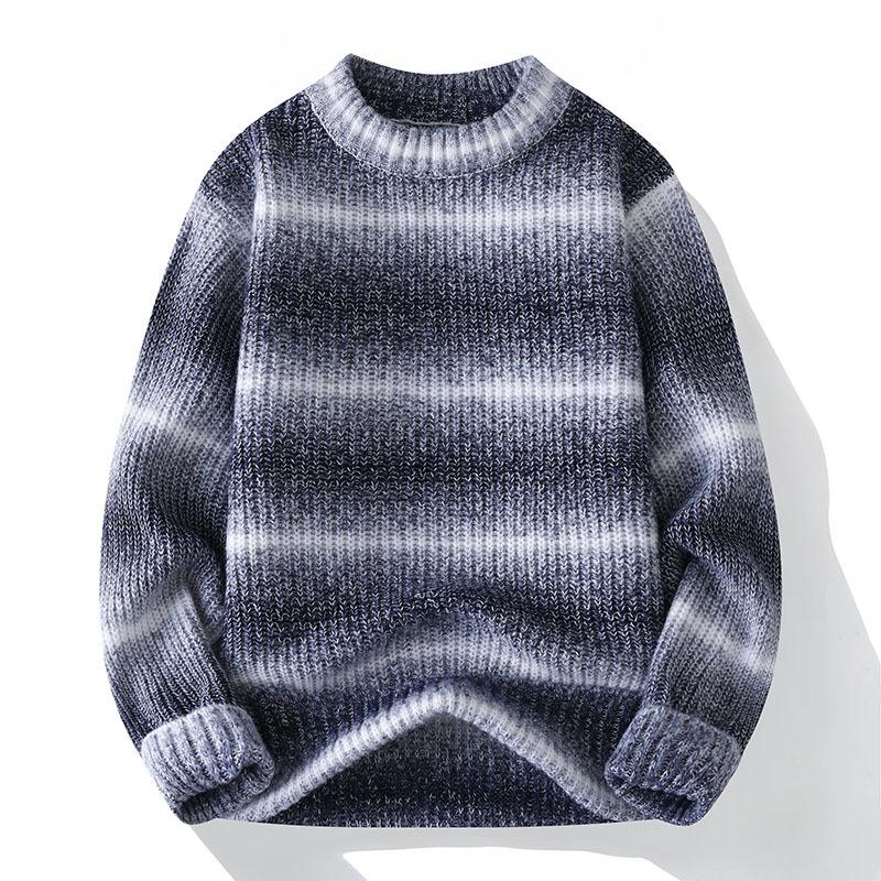 Men's Striped Crew Neck Knitted Sweater
