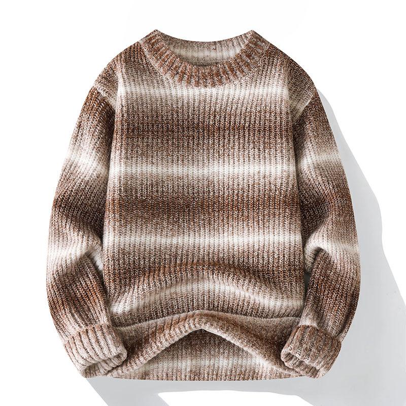 Men's Striped Crew Neck Knitted Sweater