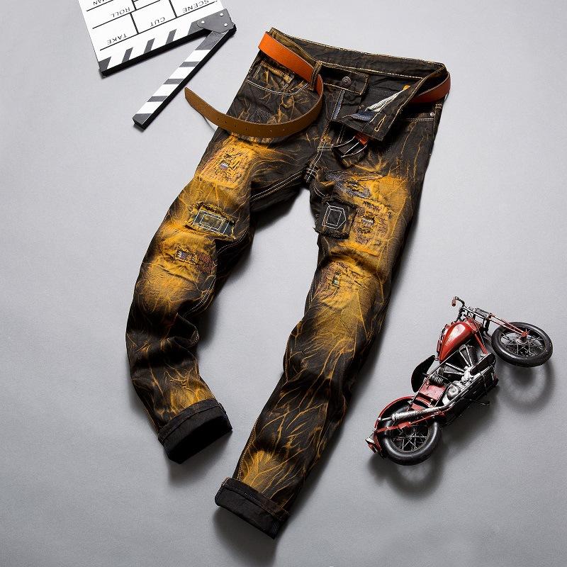 Men's Vintage Ripped Distressed Straight Jeans