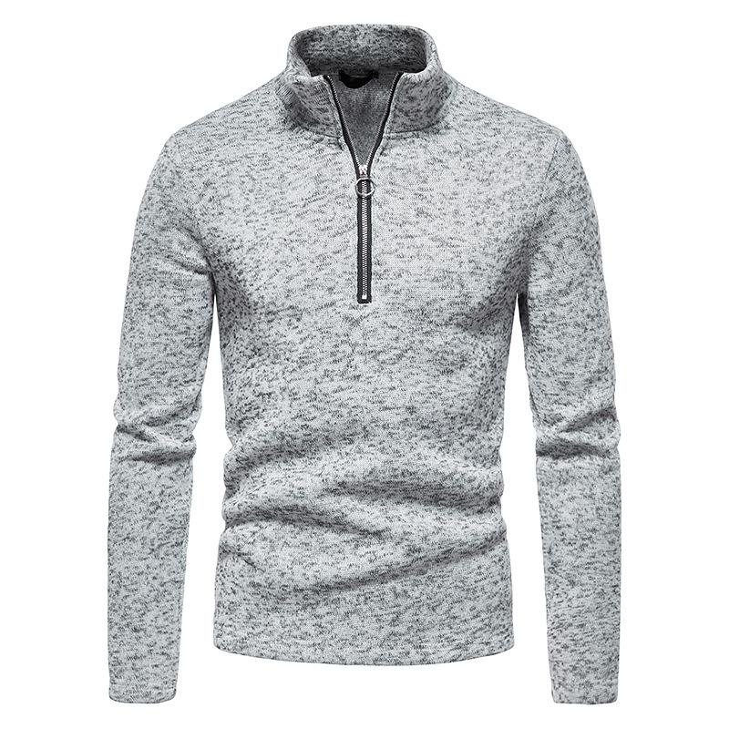 Men's Casual Solid Color Turtleneck Knitted Sweatshirt