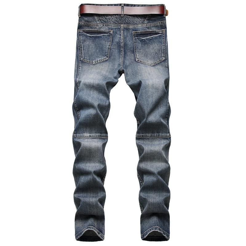 Men's Fashion Distressed Zip Decor Slim Jeans