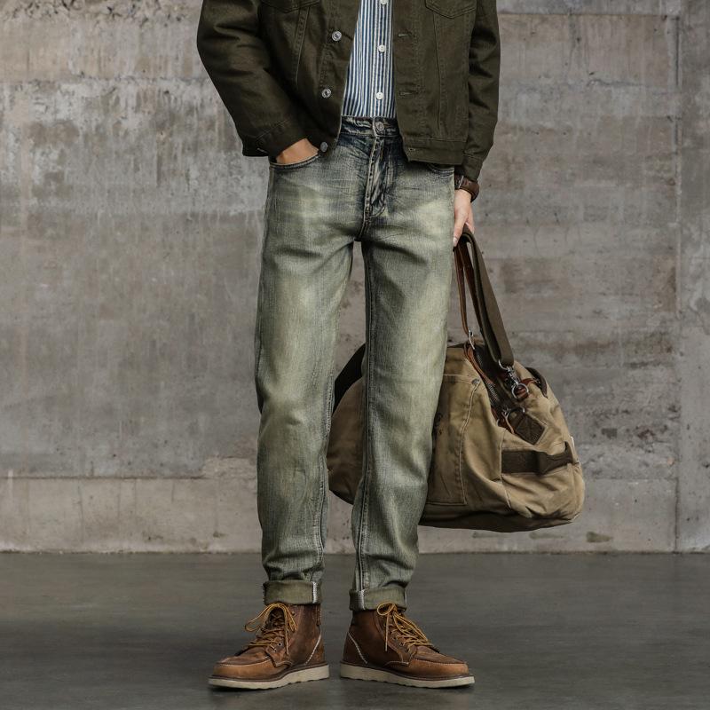 Men's Vintage Distressed Straight Jeans