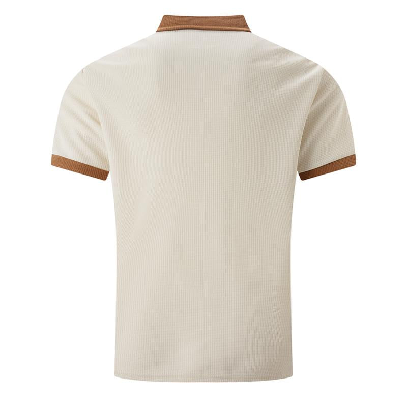 Men's Waffle Color Block Short Sleeve Button-Up T-Shirt