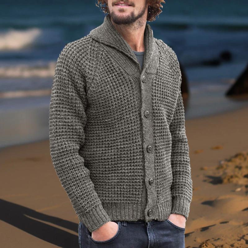 Men's Casual Solid Color Lapel Cardigan