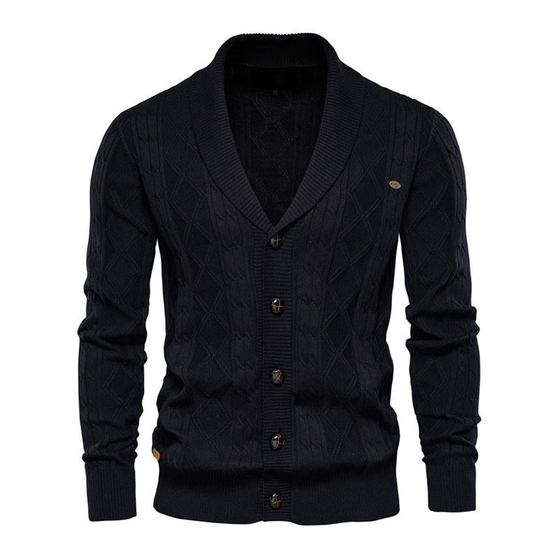 Men's V-Neck Long Sleeve Thick Knit Sweater Jacket