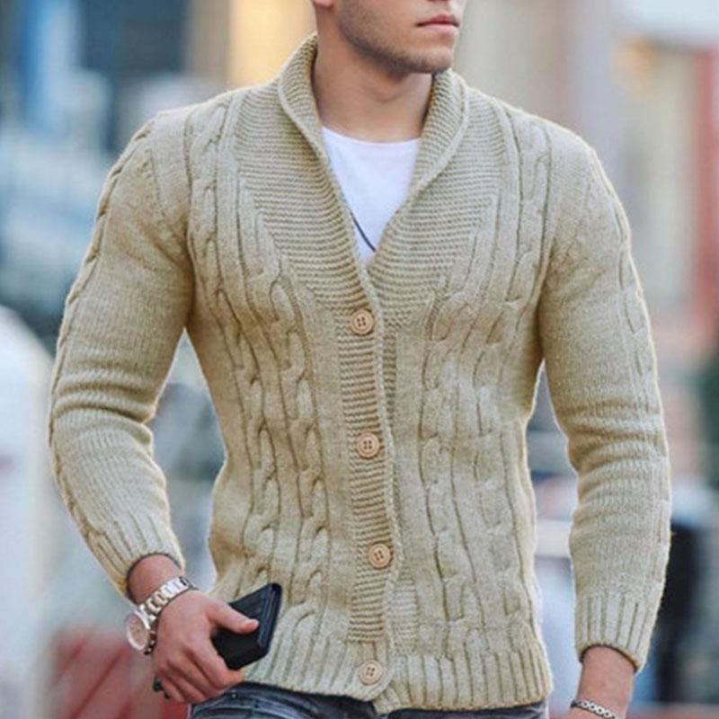 Men's Vintage Lapel Button Slim Fit Knit Cardigan