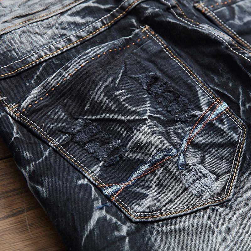 Men's Vintage Ripped Distressed Straight Jeans