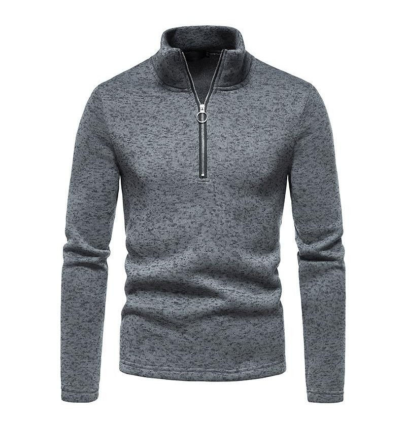 Men's Casual Solid Color Turtleneck Knitted Sweatshirt
