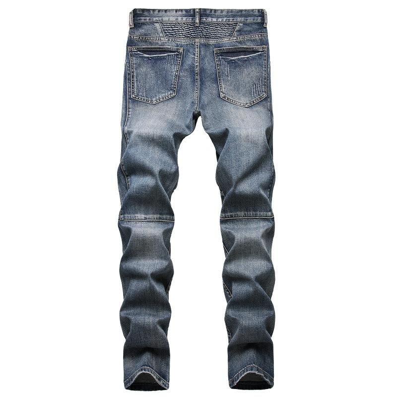 Men's Fashion Distressed Zip Decor Slim Jeans