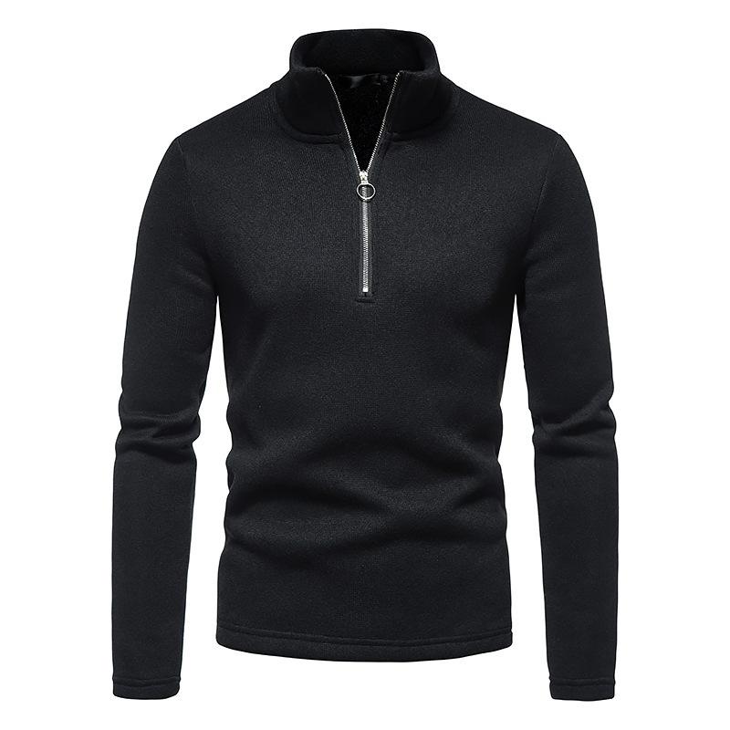 Men's Casual Solid Color Turtleneck Knitted Sweatshirt