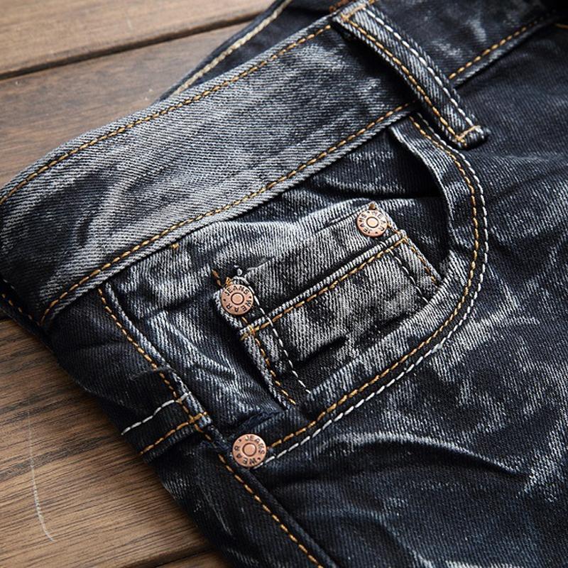 Men's Vintage Ripped Distressed Straight Jeans