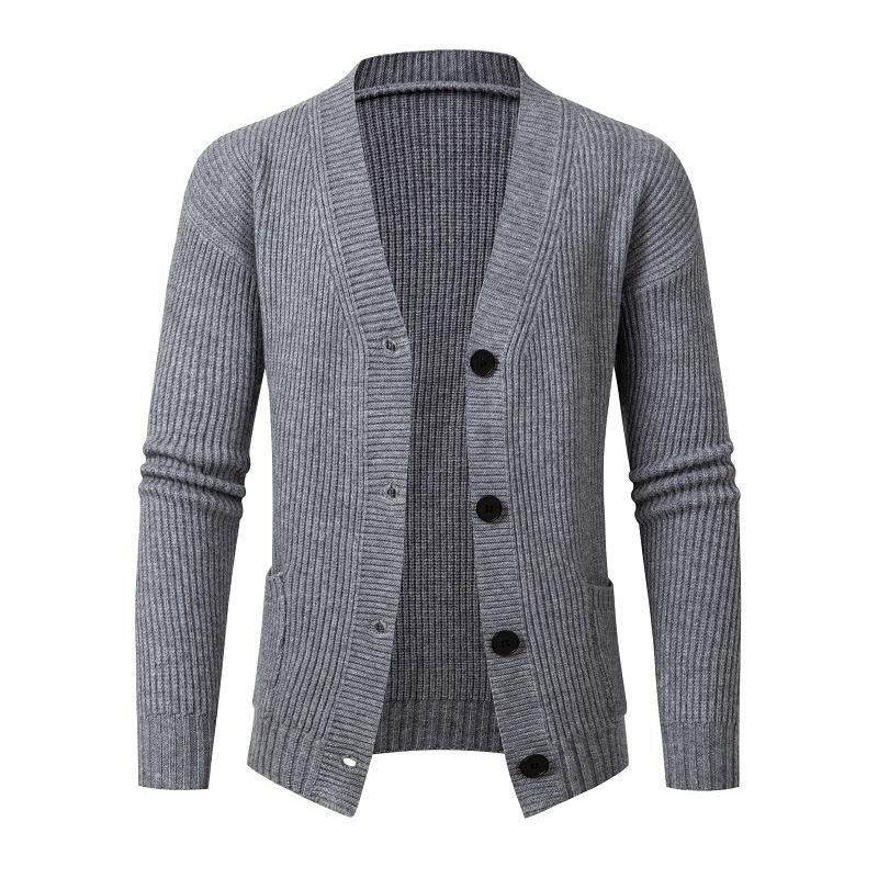 Men's Simple Solid Color Single Breasted Knitted Cardigan