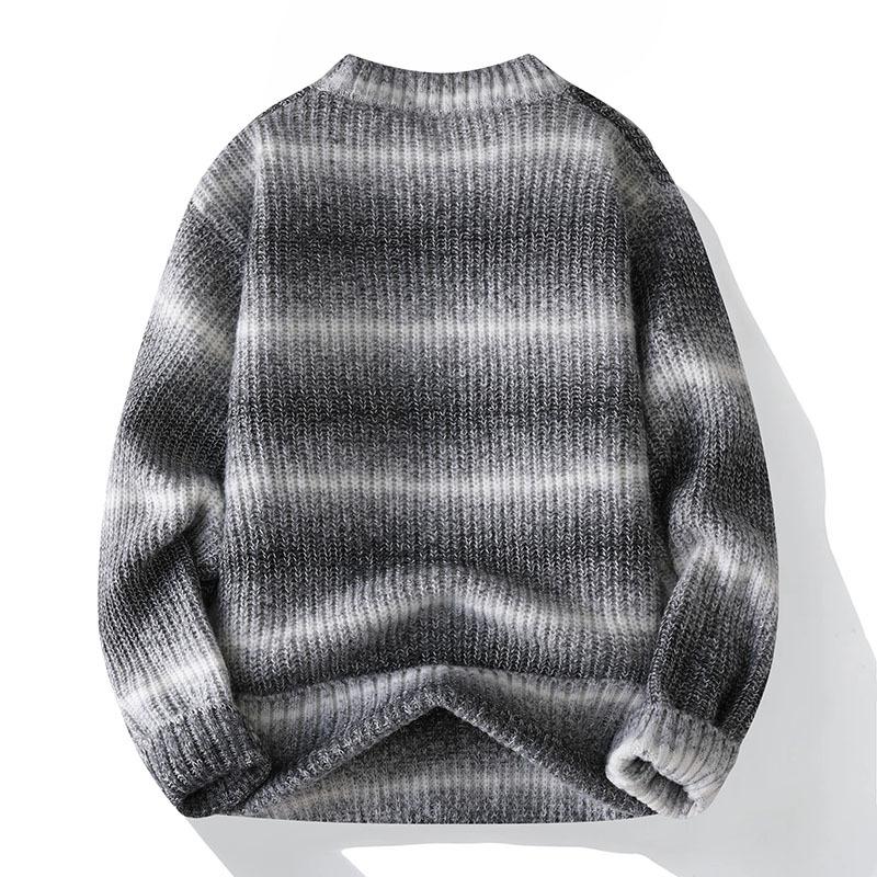 Men's Striped Crew Neck Knitted Sweater