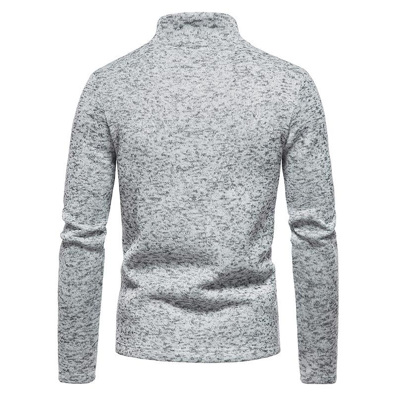 Men's Casual Solid Color Turtleneck Knitted Sweatshirt