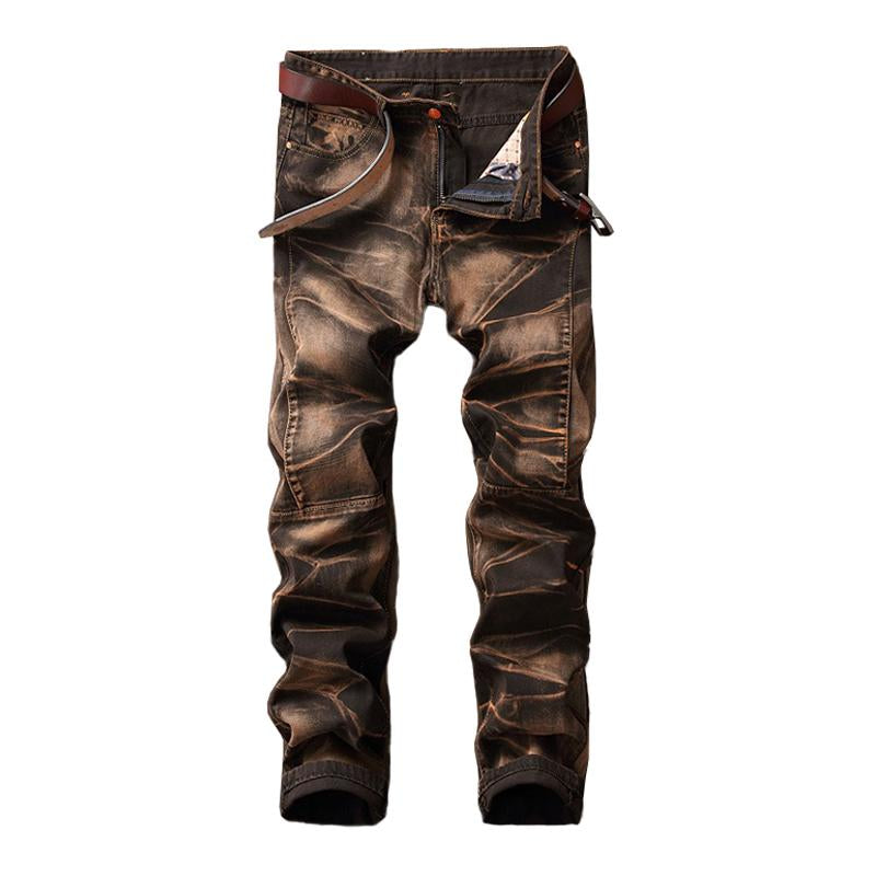 Men's Vintage Hand-Painted Slim Straight Jeans
