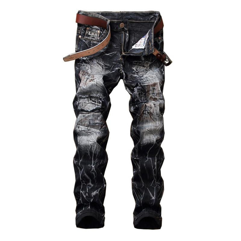 Men's Vintage Ripped Distressed Straight Jeans