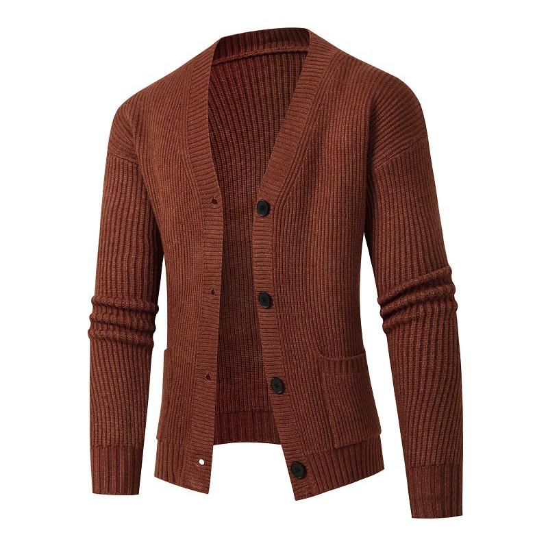 Men's Simple Solid Color Single Breasted Knitted Cardigan