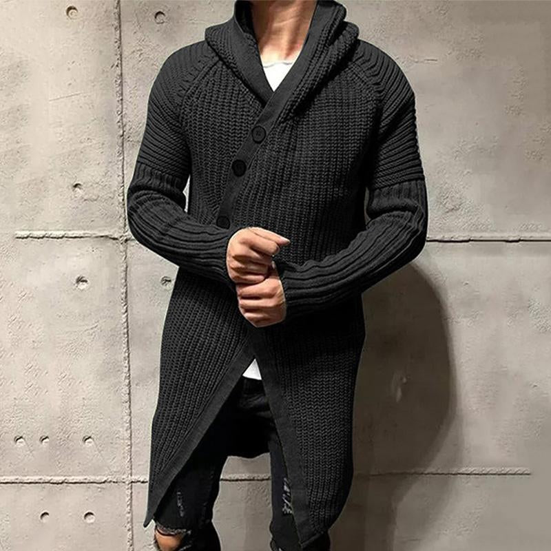 Men's Casual Mid-Length Hooded Knitted Cardigan