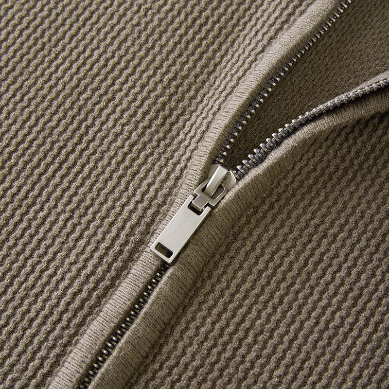 Men's Solid Zipper Stand Collar Knitted Cardigan