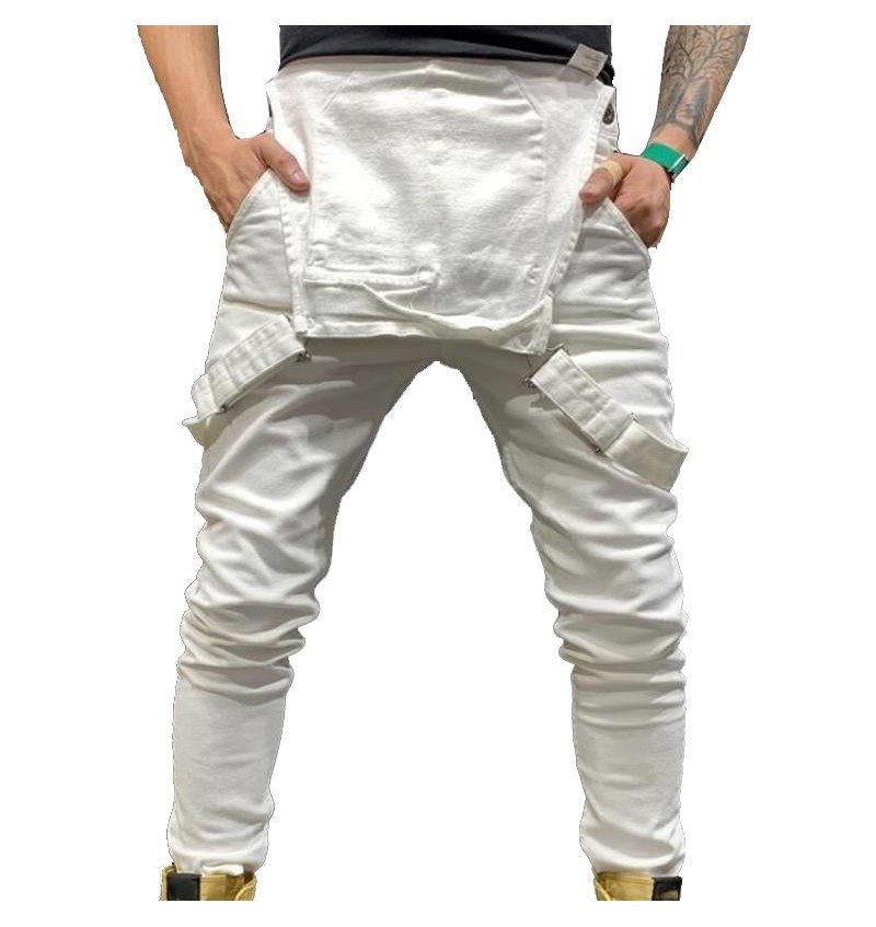 Men's Solid Color Denim Overalls