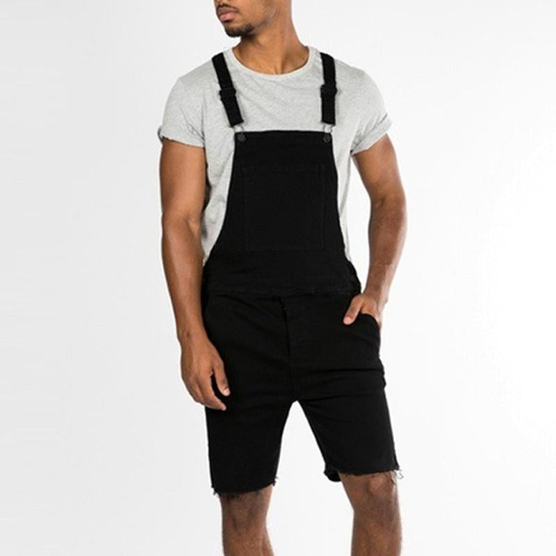 Men's Vintage Denim Shorts Overalls
