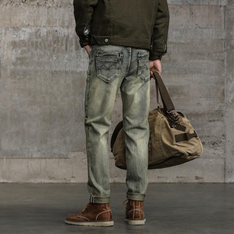 Men's Vintage Distressed Straight Jeans