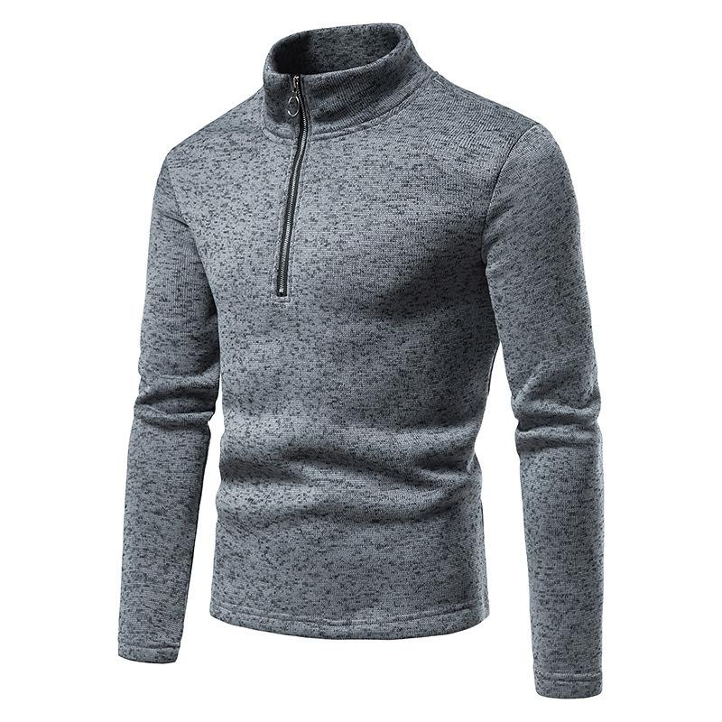 Men's Casual Solid Color Turtleneck Knitted Sweatshirt
