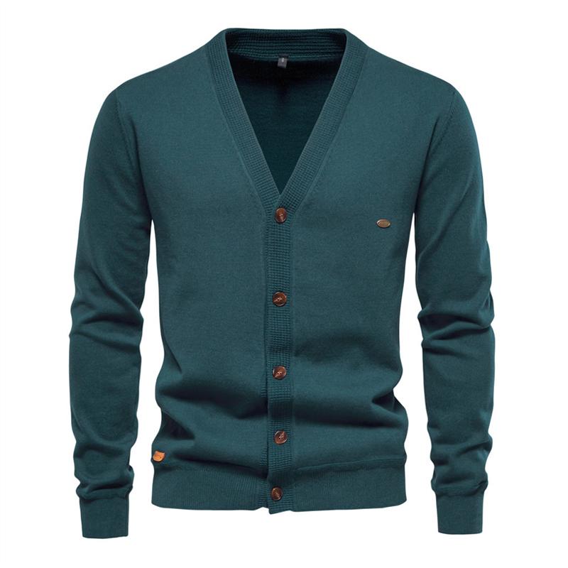 Men's Simple Casual Solid Color Knitted Cardigan