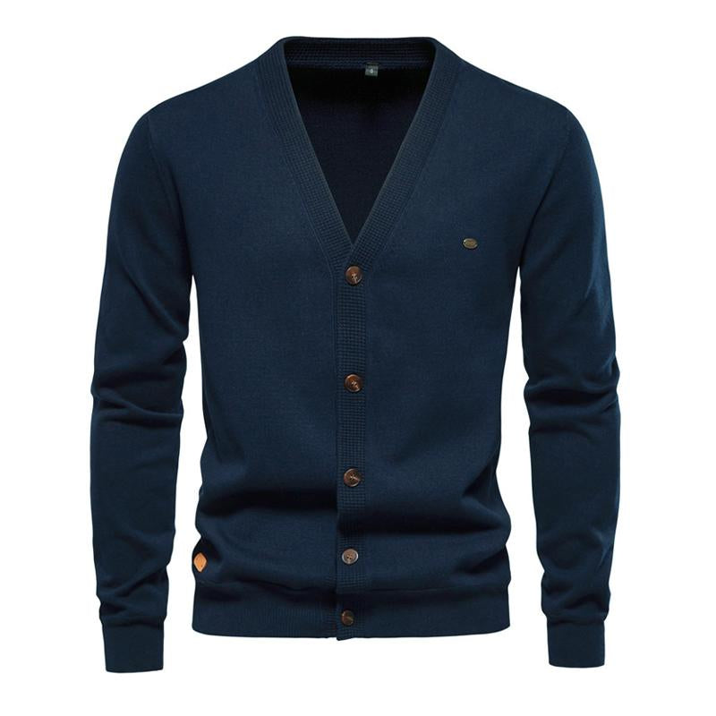 Men's Simple Casual Solid Color Knitted Cardigan