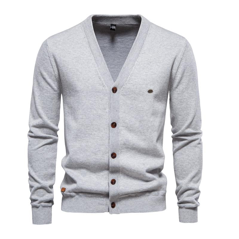 Men's Simple Casual Solid Color Knitted Cardigan