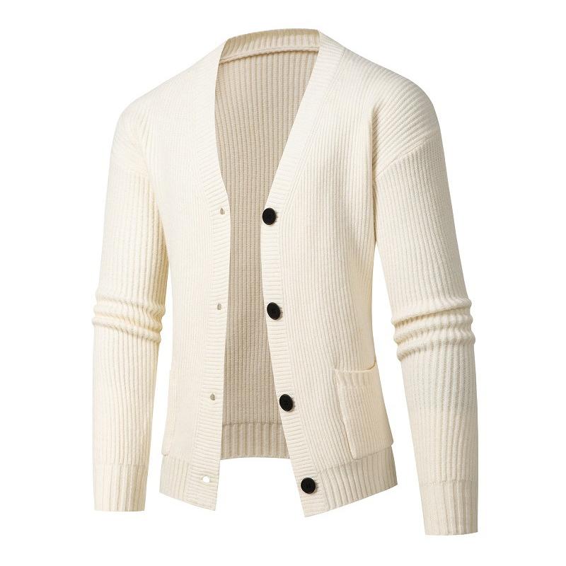 Men's Simple Solid Color Single Breasted Knitted Cardigan