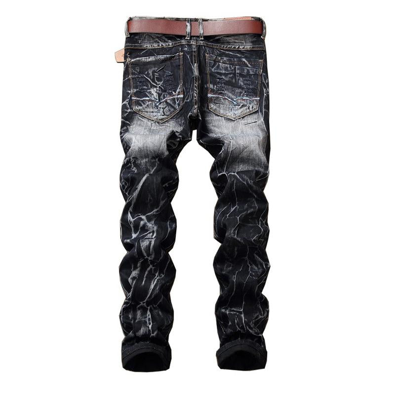 Men's Vintage Ripped Distressed Straight Jeans