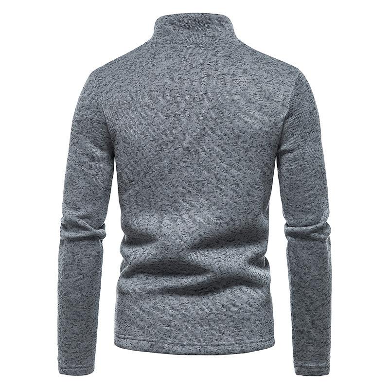 Men's Casual Solid Color Turtleneck Knitted Sweatshirt