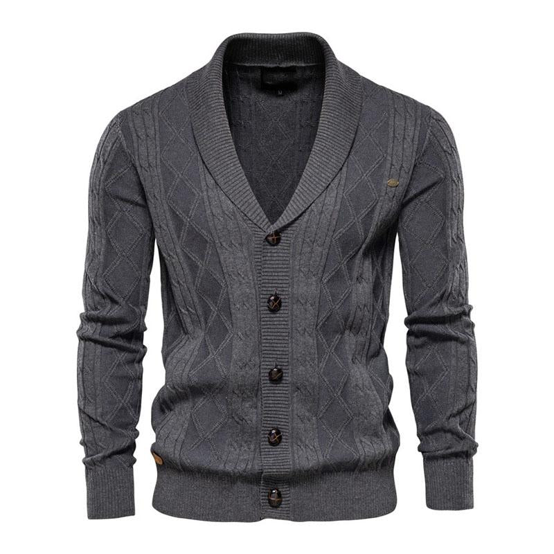 Men's V-Neck Long Sleeve Thick Knit Sweater Jacket