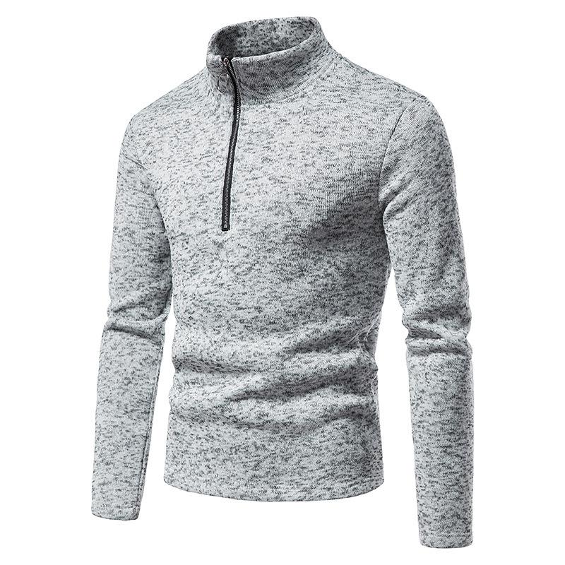Men's Casual Solid Color Turtleneck Knitted Sweatshirt
