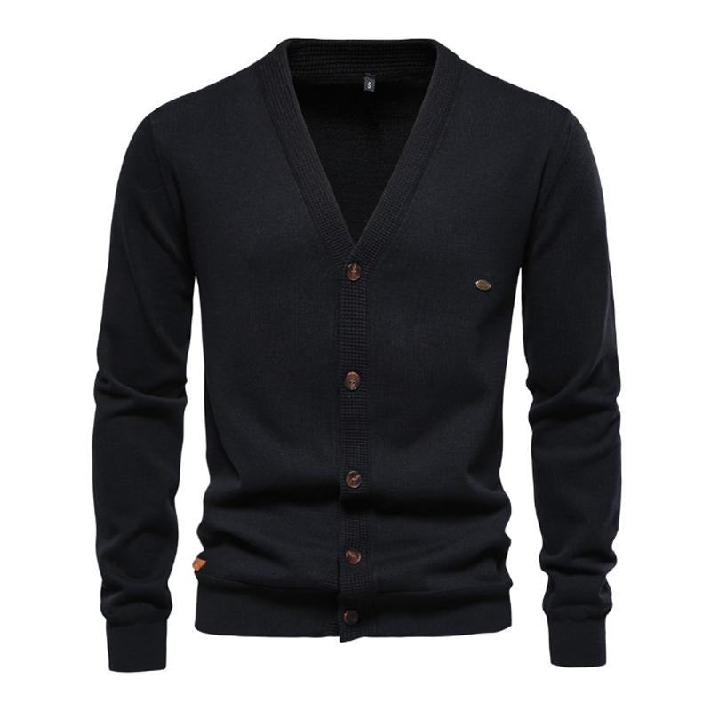 Men's Simple Casual Solid Color Knitted Cardigan