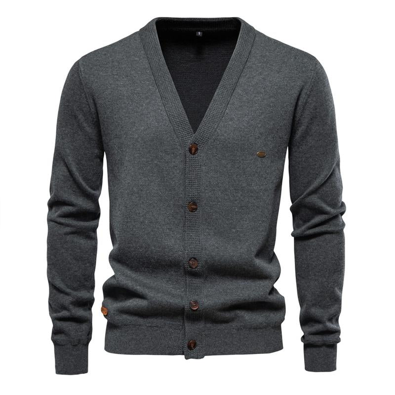 Men's Simple Casual Solid Color Knitted Cardigan