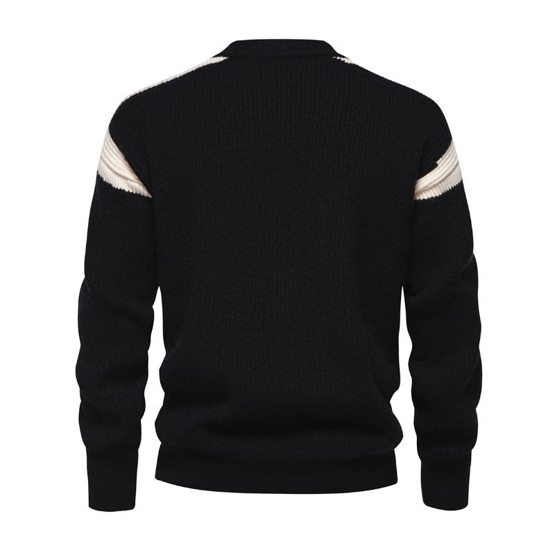 Men's Fashion Colorblock Round Neck Loose Knit Sweater