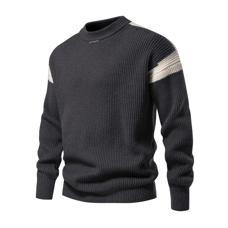 Men's Fashion Colorblock Round Neck Loose Knit Sweater