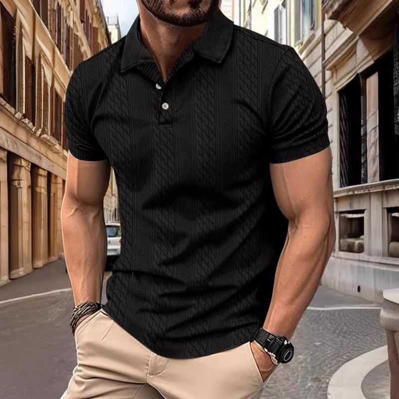 Men's Jacquard Texture Short-Sleeved Polo Shirt