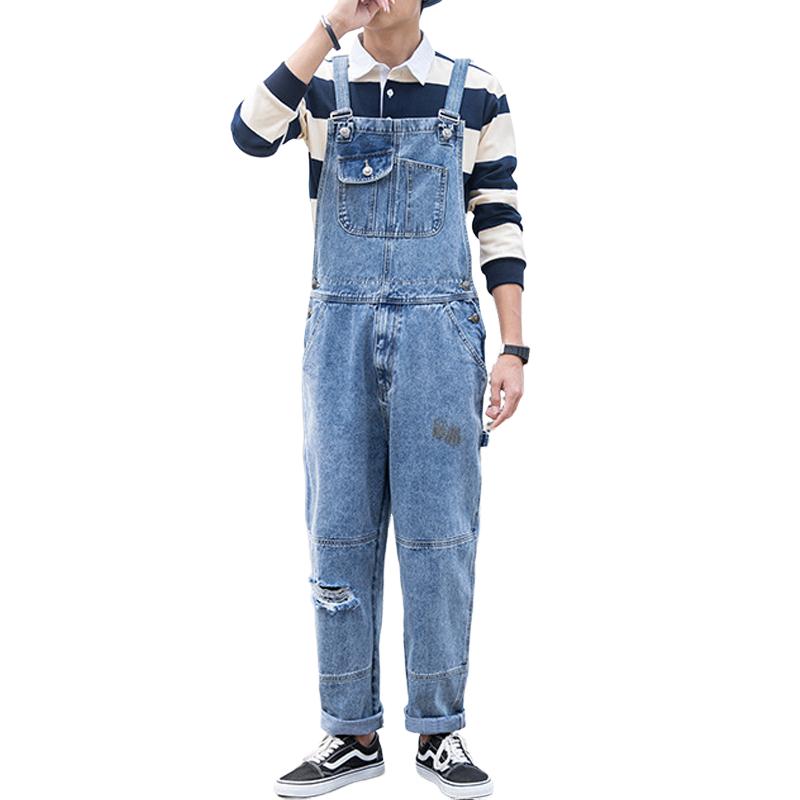 Men's Vintage Loose Multi-Pocket Denim Overalls