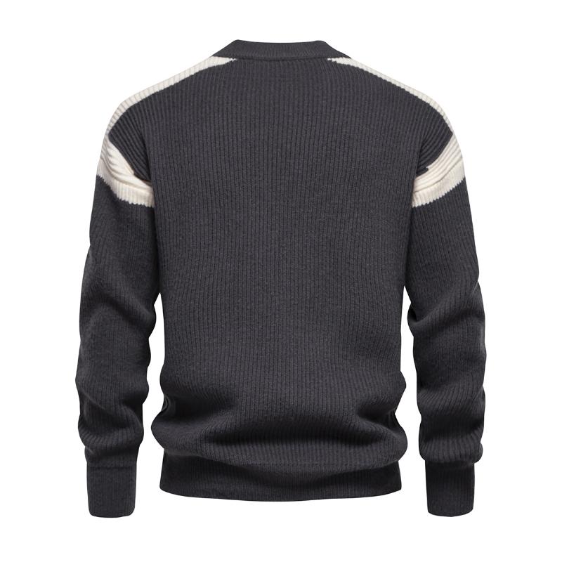 Men's Fashion Colorblock Round Neck Loose Knit Sweater