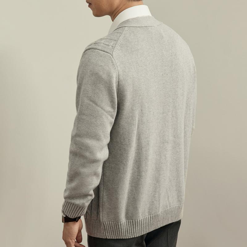 Men's Solid Color Knit Cable V Neck Single Breasted Cardigan