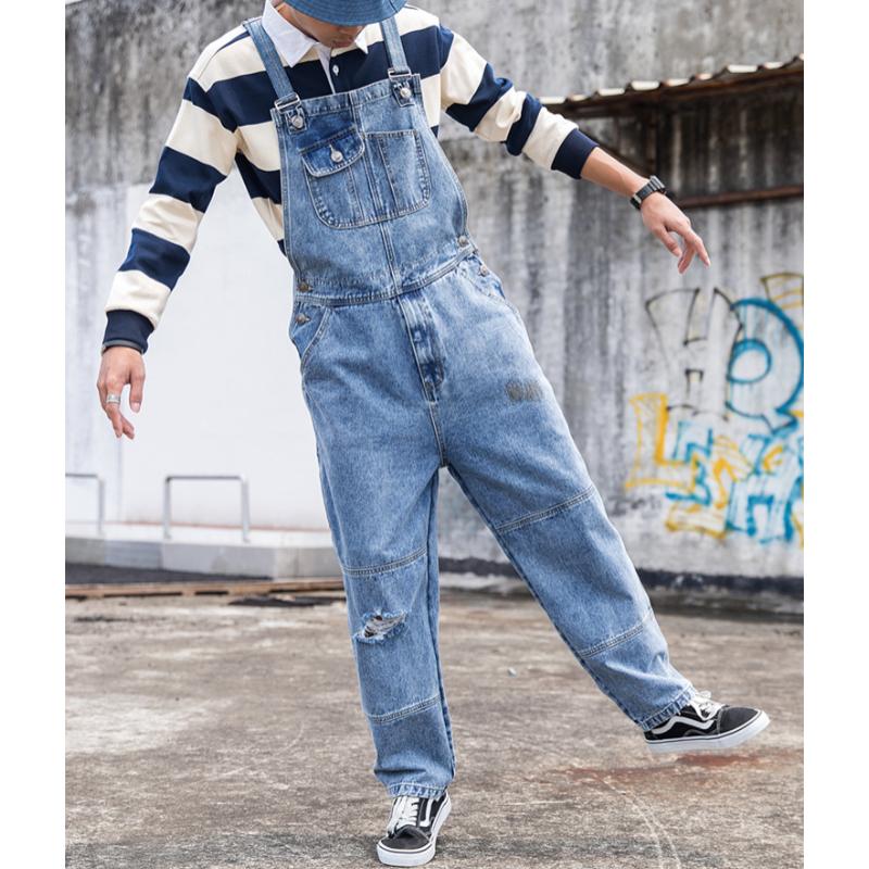 Men's Vintage Loose Multi-Pocket Denim Overalls