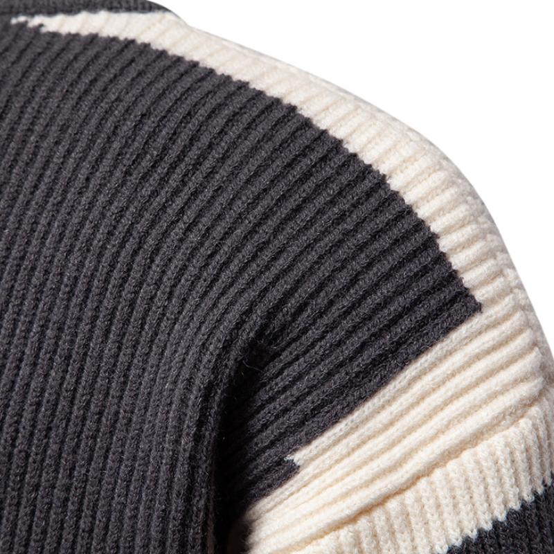 Men's Fashion Colorblock Round Neck Loose Knit Sweater