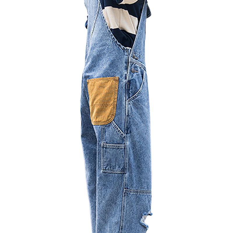 Men's Vintage Loose Multi-Pocket Denim Overalls