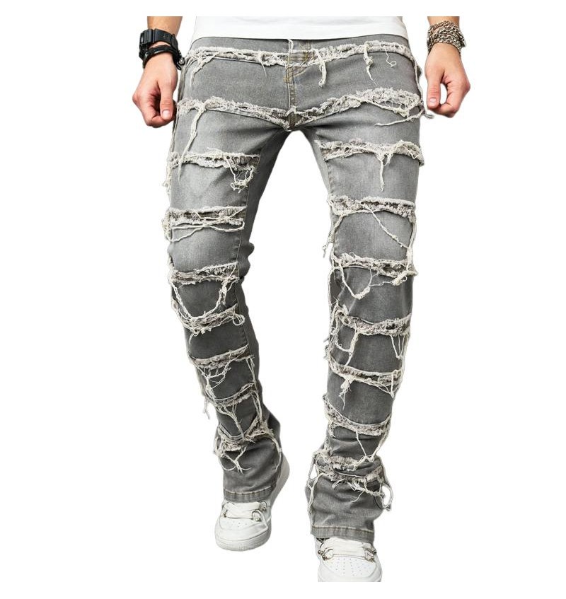 Men's Vintage Ripped Button Jeans