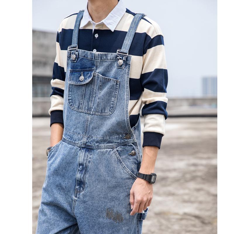 Men's Vintage Loose Multi-Pocket Denim Overalls