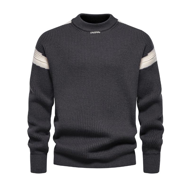 Men's Fashion Colorblock Round Neck Loose Knit Sweater